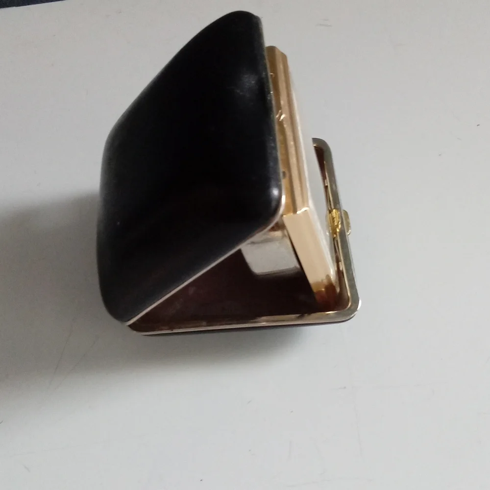 Linden Vintage‎ Travel Alarm Clock Black Folding Case Gold Tone Japan Mechanical
